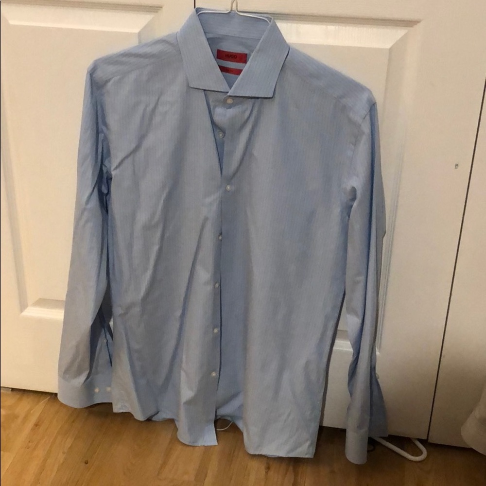 Hugo Boss Blue Striped Button Down